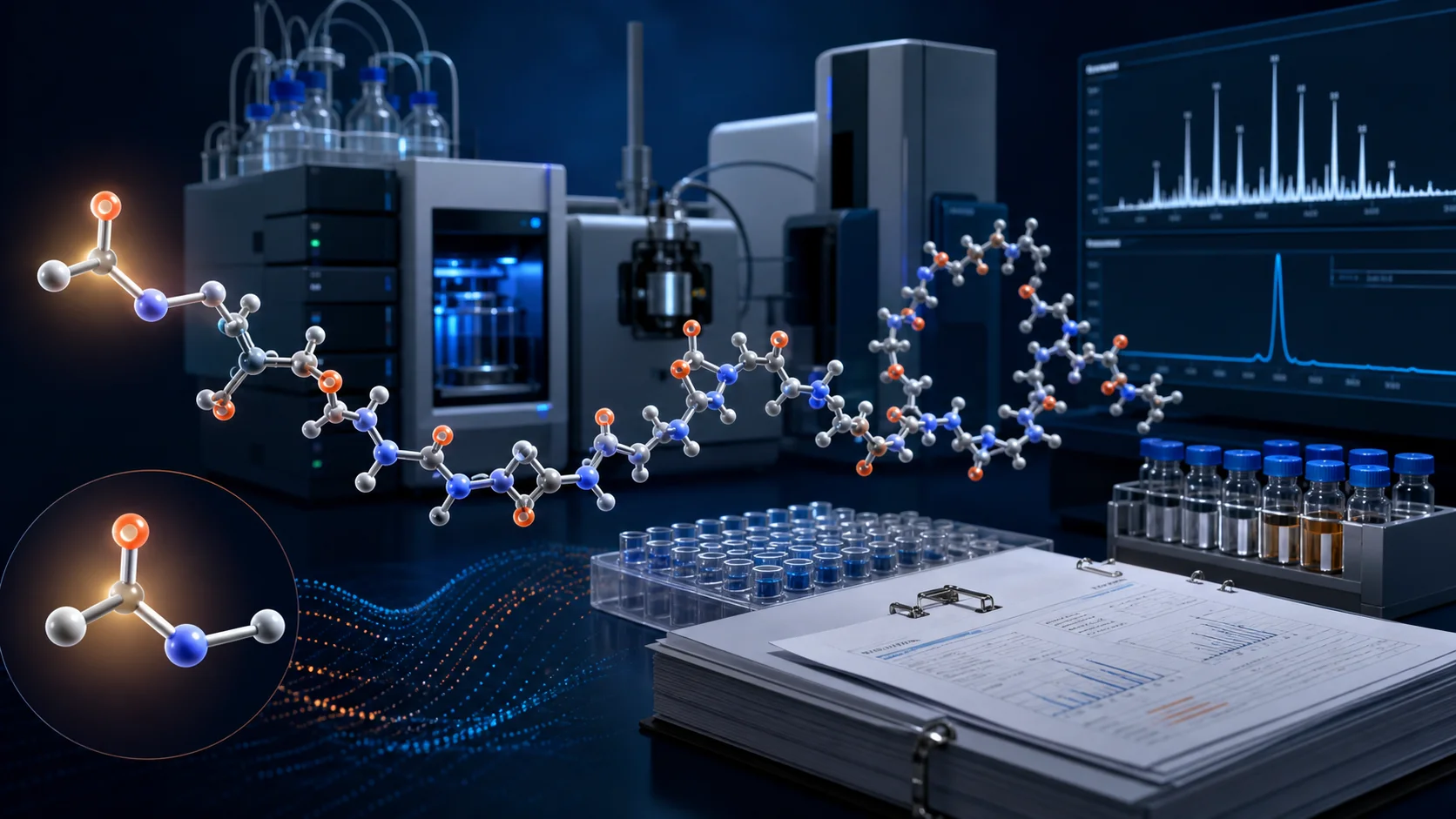 Analytische Laborvisualisierung eines acetylierten 28-Rest-Thymalfasin-Peptids